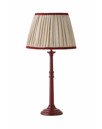 ValueLights Clara Burgundy Candlestick Table Lamp with Linen Pleated Shade