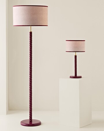 ValueLights Amara Pink Twist Table Lamp with Colour Match Inner Shade