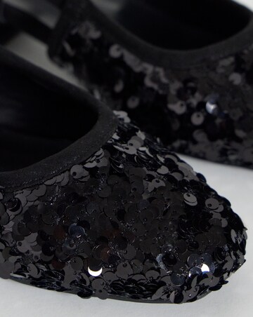 Delilah Sequined Slingback Block Heel Shoes - Wide Fit (E)