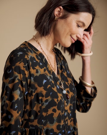 Julipa Printed Button Down Jersey Midi Dress