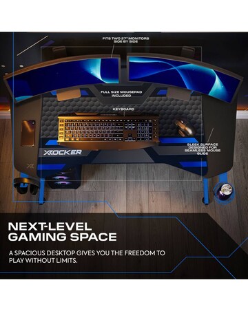 X Rocker Panther Evo 120cm Gaming Desk with Mousepad - Blue