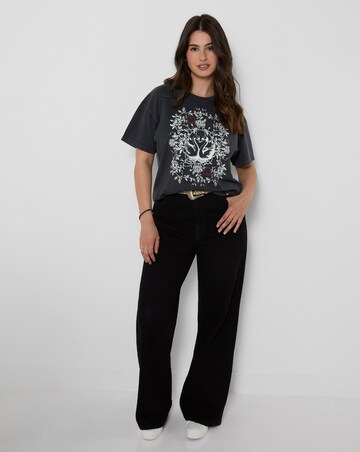 Joe Browns Short Sleeve Acid Wash Swan Graphic T-Shirt