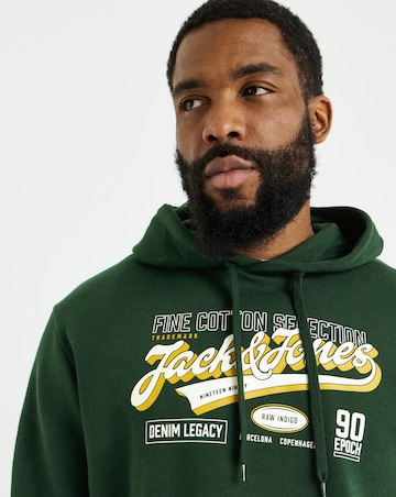 Jack & Jones Graphic Logo Hoodie - Dark Green