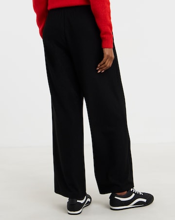 Black Textured Jersey Wide Leg Trouser
