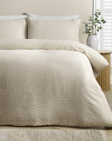 Catherine Lansfield Stripe Seersucker Duvet Cover Set