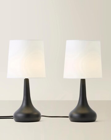 ValueLights Teardrop Pair of Black Chrome Touch Table Lamps