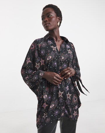 Twisted Wunder Stacey Star & Heart Print Chiffon Shirt