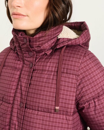Fatface Short Check Puffer Plum