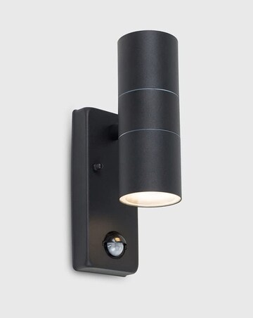 ValueLights Black Outdoor Up Down IP44 PIR Motion Sensor Light - Bulb Included
