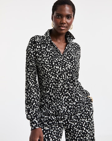 Mono Print Collar Detail Longline Top