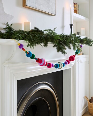 Fabric Pom Pom Bunting In Bright Colours - 130cm