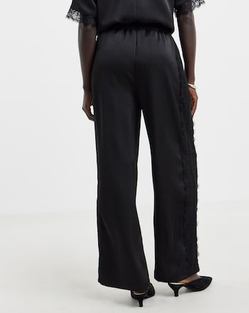 Satin Wide Leg Lace Trim Trouser Co Ord