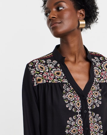 Black Placement Print Blouse