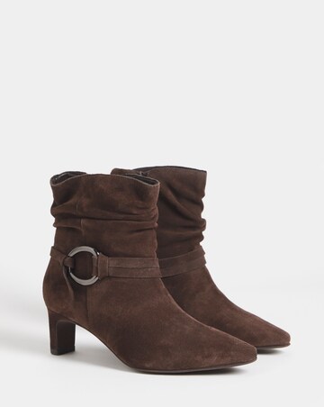 Naomi Suede Pointed Slouch Kitten Heel Ankle Boots - Extra Wide Fit (EEE)