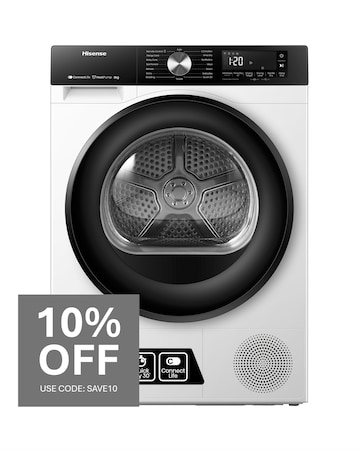 Hisense 3S Series DH3S802BW3 WiFi-enabled 8kg Heat Pump Tumble Dryer - White
