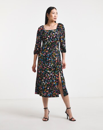Square Neck Jersey Midi Dress