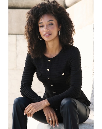 Sosandar Button Detail Textured Top