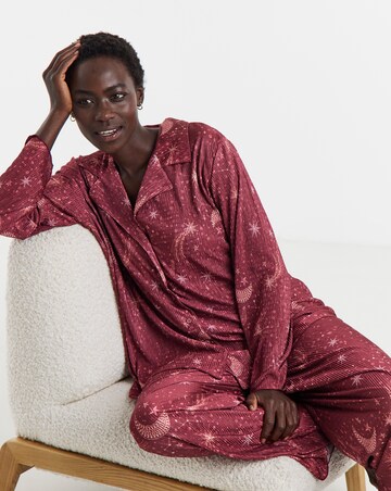 Figleaves Celestial Plisse Button Through Pyjama Set