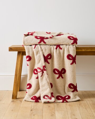 Embroidered Bows Sherpa Fleece Throw