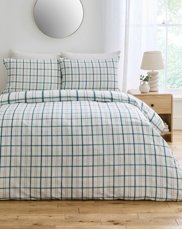 Painted Check Cotton Blend Reversible Duvet Cover Set