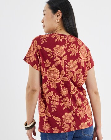 Berry Floral Printed V-Neck T-Shirt