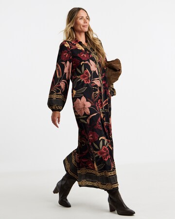 Border Print Care Free Shirt Dress