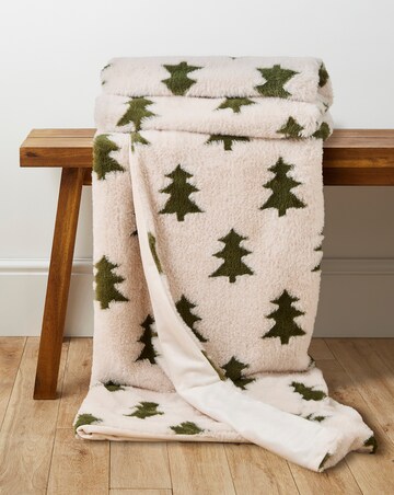 Carved Trees Faux Fur Throw