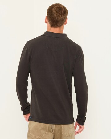 FatFace Long Sleeve Pique Polo - Washed Black