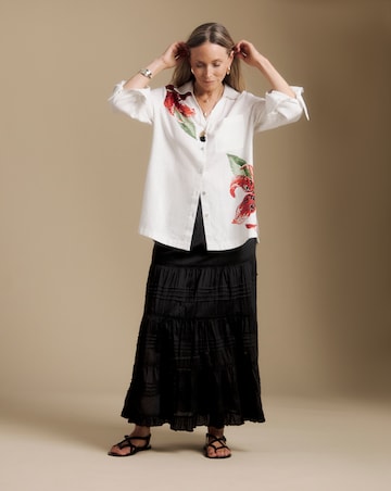 Julipa Longline Printed Linen Shirt