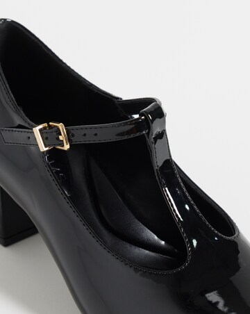 Cherry T Bar Block Heel Shoes - Wide Fit (E)