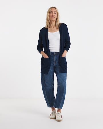 Navy Longline Edge To Edge Cardigan