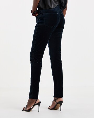 Dark Teal Velvet Slim Leg Jeans
