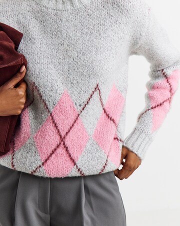 Argyle Hem Crew Neck Jumper