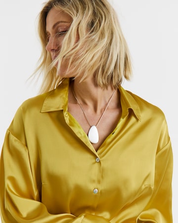 Chartreuse Satin Long Sleeve Shirt