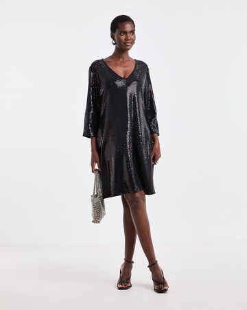 Hotfix V Neck Shift Dress