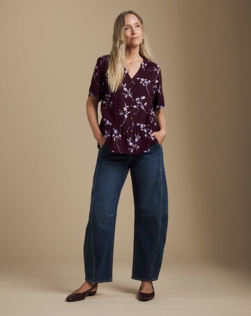 Julipa Printed Button Down Peplum Blouse