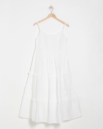 Anise White Broderie Frill Trim Sundress