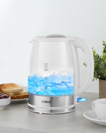 Presto 1.7 Litre Glass Kettle and 2 Slice Plastic Toaster