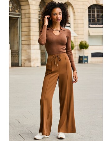 Sosandar Side Stripe Wide Leg Trouser