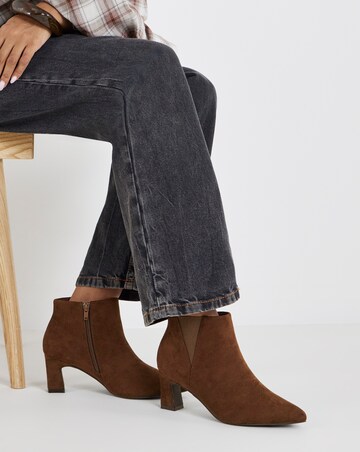 Katrina Block Heel Pointed Ankle Boots - Wide Fit (E)