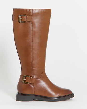 Britt Leather Flat Knee High Boots - Wide Fit (E) & Curvy Calf