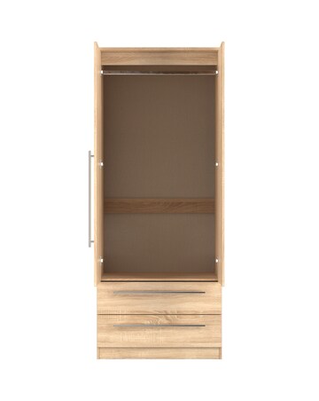 Osprey Ready Assembled 2 Door 2 Drawer Mirrored Wardrobe - Kids