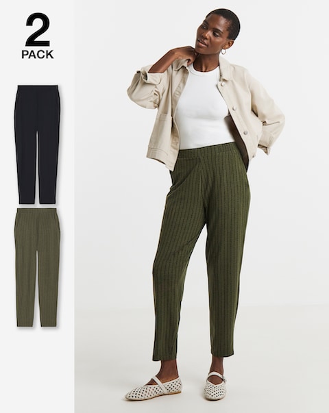 2 Pack Jersey Tapered Leg Trousers