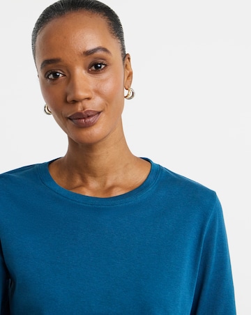 Blue Crew Neck Long Sleeve T-Shirt