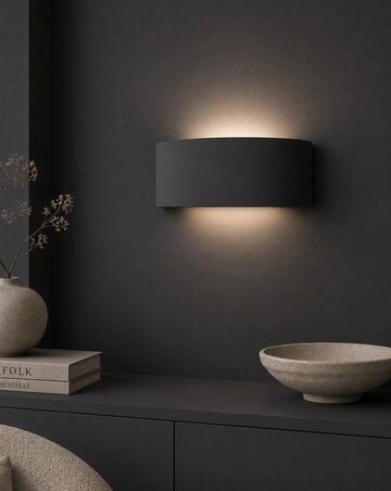 ValueLights Vincent Dark Navy Curved Flush Wall Light