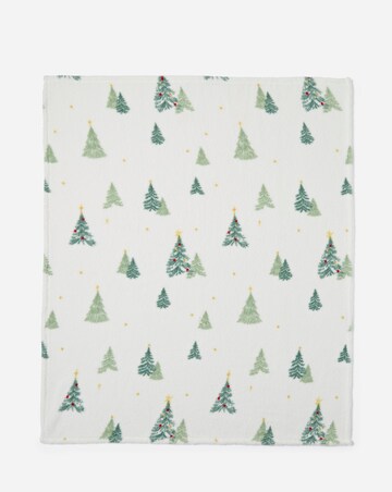 Woodland Forest Christmas Trees Sherpa Fleece Throw