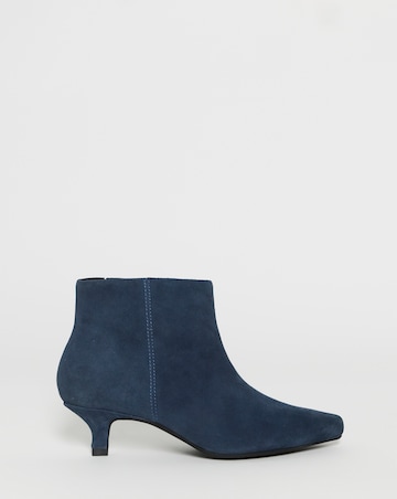 Shayna Pointed Toe Kitten Heel Leather Ankle Boots - Wide Fit (E)