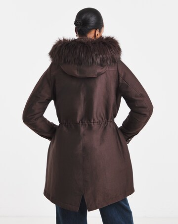 Chocolate Faux Fur Lined Parka Coat