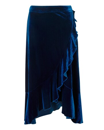 Joe Browns Wrap Velvet Midi Skirt with Frill Detail