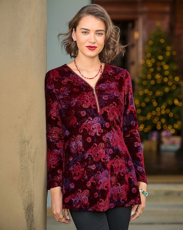 Joe Browns Hazel Printed Velour Tunic with Zip detail